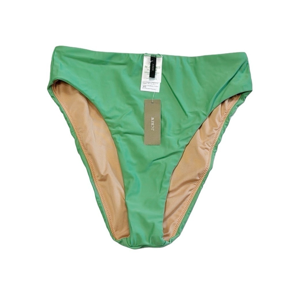 J. Crew Bella High Leg‎ High Waist Bikini Bottom Women's S Green New BF178 7878